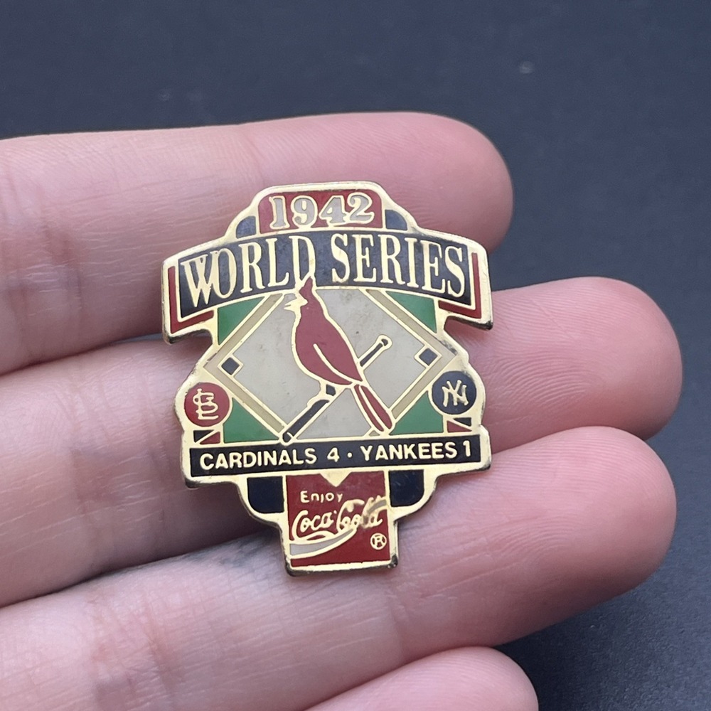 Coca‎ Cola Coke 1942 World Series Cardinals Yankees Baseball MLB Lapel Hat Pin